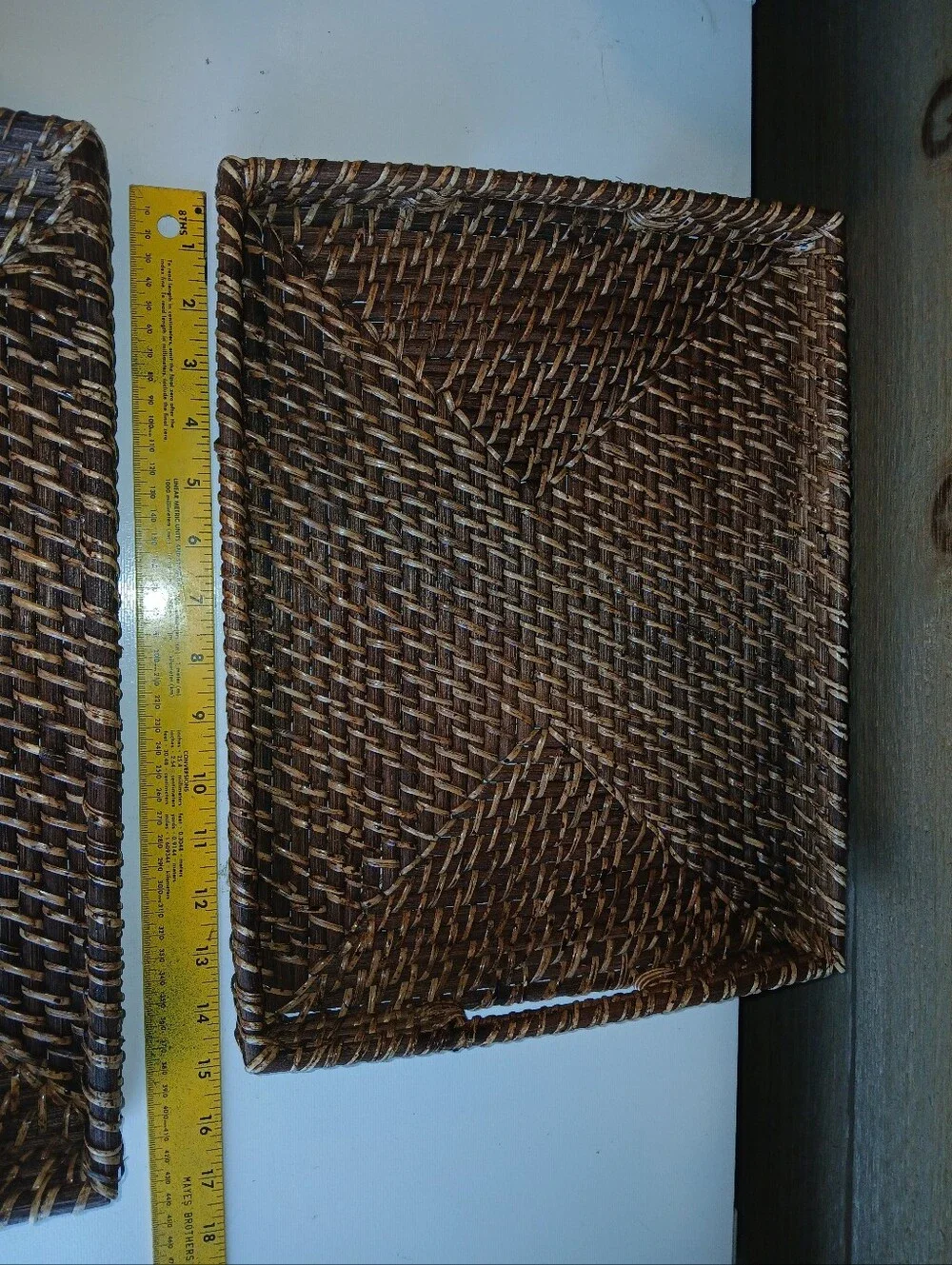 Set of Rectangular Wicker Serving Tray with Handles Woven Great Condition